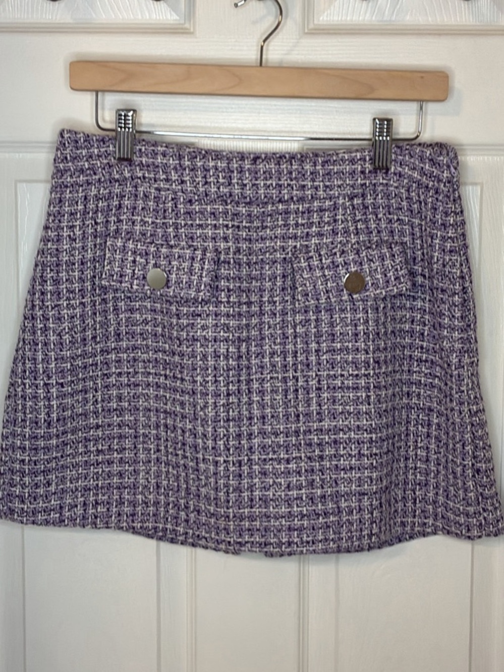 Suzy Shier Lavender Tweed Mini Skort with Silver-Tone Buttons